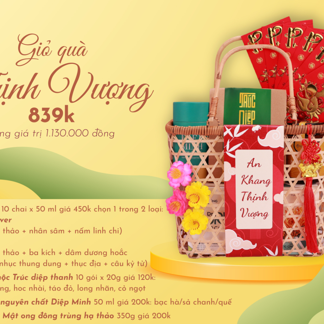 Giỏ quà Thịnh Vượng - Giỏ quà Tết Giáp Thìn 2024